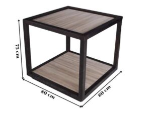 Product display table, display stand, wooden shelf brown steel frame