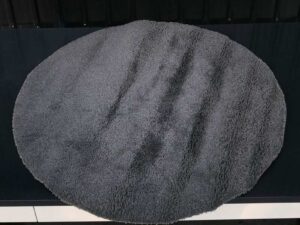 Round fluffy rug, IKEA ADUM model, polypropylene material, Made in Turkey.
