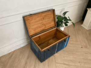 Blue wooden storage box