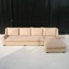 Leather pattern fabric sofa, L-Shape corner, 4 seat sofa, King Size, with rivets all around.