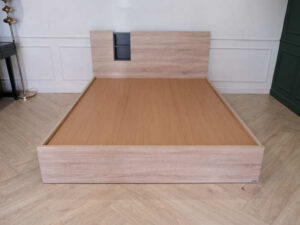 Wooden frame bed 3.5 feet with headboard shelf koncept brand