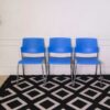 Chair, steel legs, plastic cushion, blue