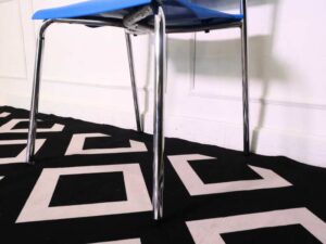 Chair, steel legs, plastic cushion, blue