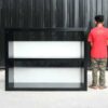 2 large display shelves, black, 2 tier document shelves
