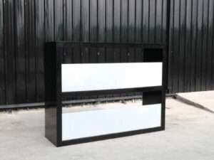 2 large display shelves, black, 2 tier document shelves