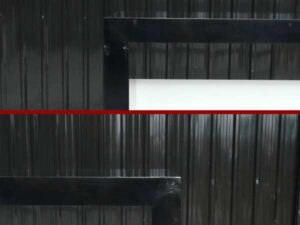 2 large display shelves, black, 2 tier document shelves