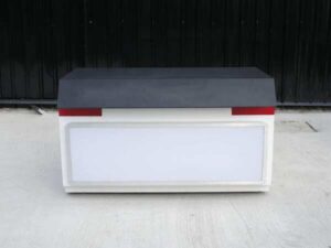 Product display counter / product demonstration, 1 drawer, 2 doors open (lights not on)