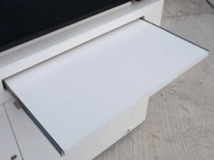 Product display counter / product demonstration, 1 drawer, 2 doors open (lights not on)
