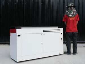 Product display counter / product demonstration, 1 drawer, 2 doors open (lights not on)