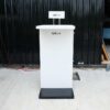 Product advertising signs, product signs, tall shape, shiny black wooden frame.