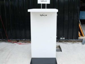 Product advertising signs, product signs, tall shape, shiny black wooden frame.