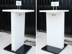 Product advertising signs, product signs, tall shape, shiny black wooden frame.