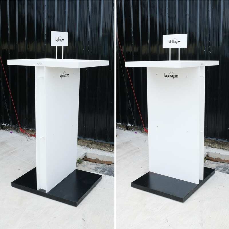 Product advertising signs, product signs, tall shape, shiny black wooden frame.