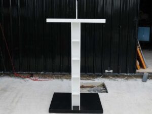 Product advertising signs, product signs, tall shape, shiny black wooden frame.