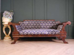 2 seat wooden sofa, mahogany color, classic pattern. European work comes from Germany.