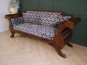 2 seat wooden sofa, mahogany color, classic pattern. European work comes from Germany.