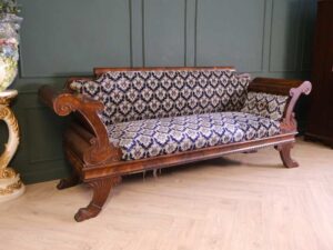 2 seat wooden sofa, mahogany color, classic pattern. European work comes from Germany.