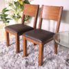 Wooden chair, dark brown leather seat, beautiful design, square legs.