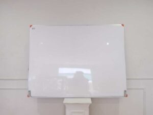 Whiteboard orange corners gray pen holder size 120 x 90cm
