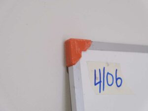 Whiteboard orange corners gray pen holder size 120 x 90cm