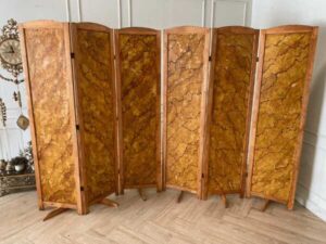 3-panel wooden partition, natural pattern, vintage style