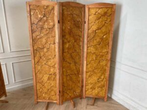3-panel wooden partition, natural pattern, vintage style