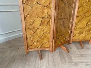 3-panel wooden partition, natural pattern, vintage style