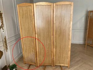 3-panel wooden partition, natural pattern, vintage style