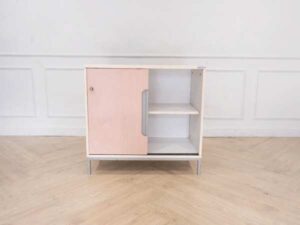 Wooden document cabinet, steel legs, 2 sliding doors, Practika brand