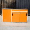 2 sliding door document cabinet, wooden frame, orange color