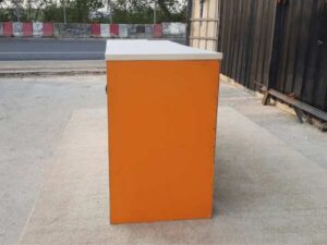 2 sliding door document cabinet, wooden frame, orange color