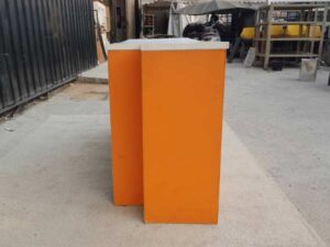 2 sliding door document cabinet, wooden frame, orange color