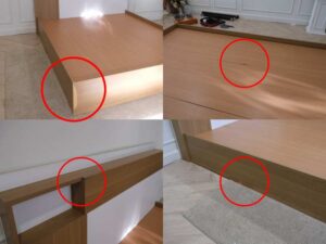 Bed base 5 feet, wooden frame, brown, white headboard.
