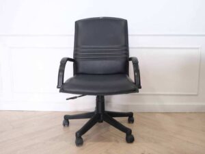 Office chair, leather seat, black color.