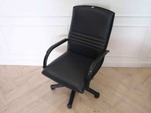 Office chair, leather seat, black color.