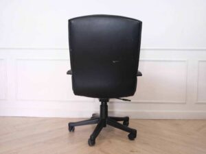 Office chair, leather seat, black color.