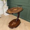 Serving table with wheels, wooden frame, brown