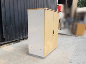 2-door filing cabinet, steel frame, wooden top