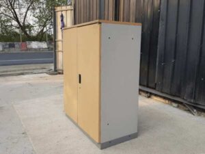 2-door filing cabinet, steel frame, wooden top