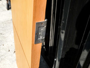 Wooden doors, hinged doors, lever knobs