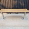 Conference table, steel legs, grey color, cream color wooden top
