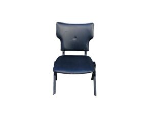 Chair, steel frame, leather seat, black