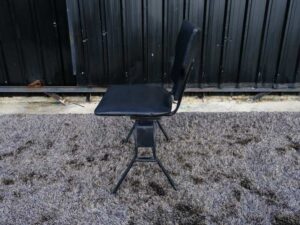 Chair, steel frame, leather seat, black