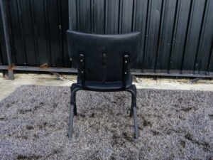 Chair, steel frame, leather seat, black