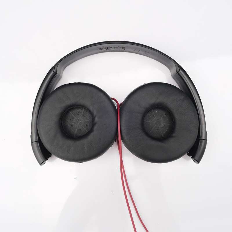 Headband headphones, brand Sony, model MDR ZX310AP Series Balanced Sound Headphone With Mic - Blue & red