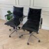 Office chair, leather seat, steel frame, Modernform brand.