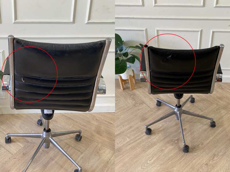 Office chair, leather seat, steel frame, Modernform brand.