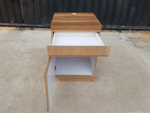 Wooden cabinet, 1 door, 1 drawer, brown color