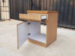 Wooden cabinet, 1 door, 1 drawer, brown color