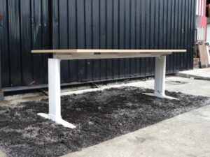 Work desk, wooden top, white steel legs, Rockworth brand, size 200